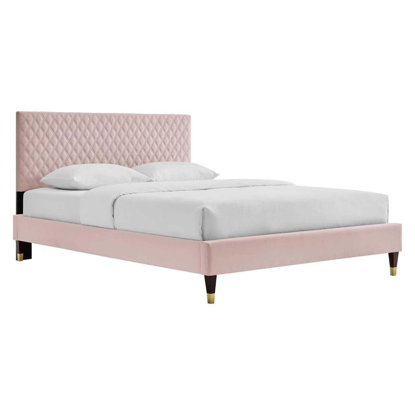 Garcelle Performance Velvet Queen Platform Bed, MOD-6290 FredCo