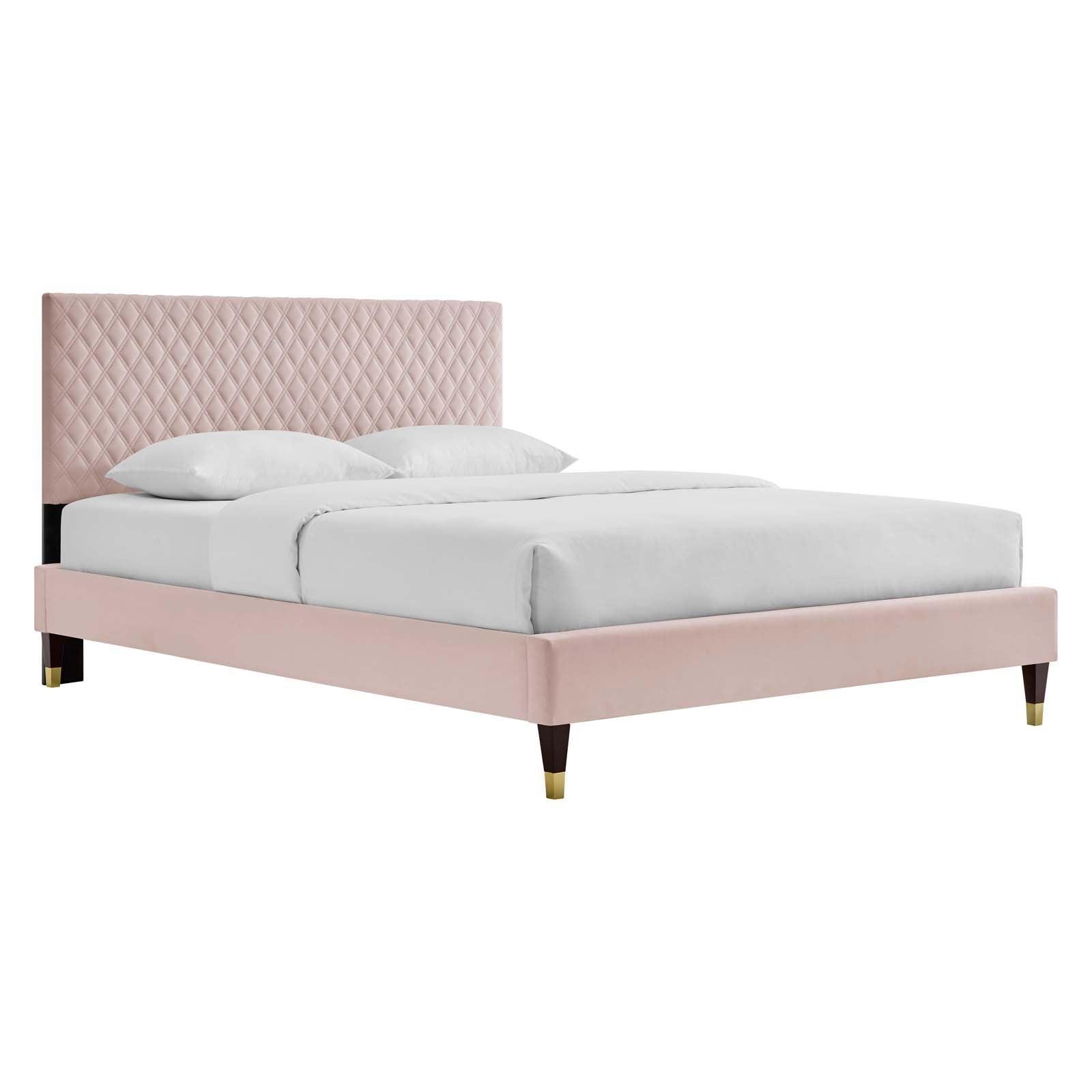 Garcelle Performance Velvet Queen Platform Bed, MOD-6290 FredCo