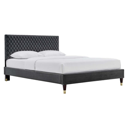 Garcelle Performance Velvet Queen Platform Bed, MOD-6290 FredCo