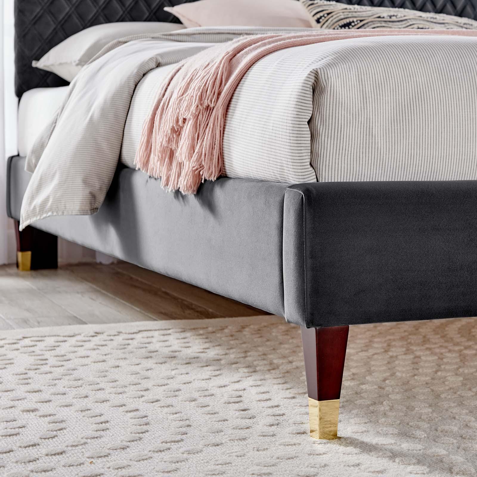Garcelle Performance Velvet Queen Platform Bed, MOD-6290 FredCo