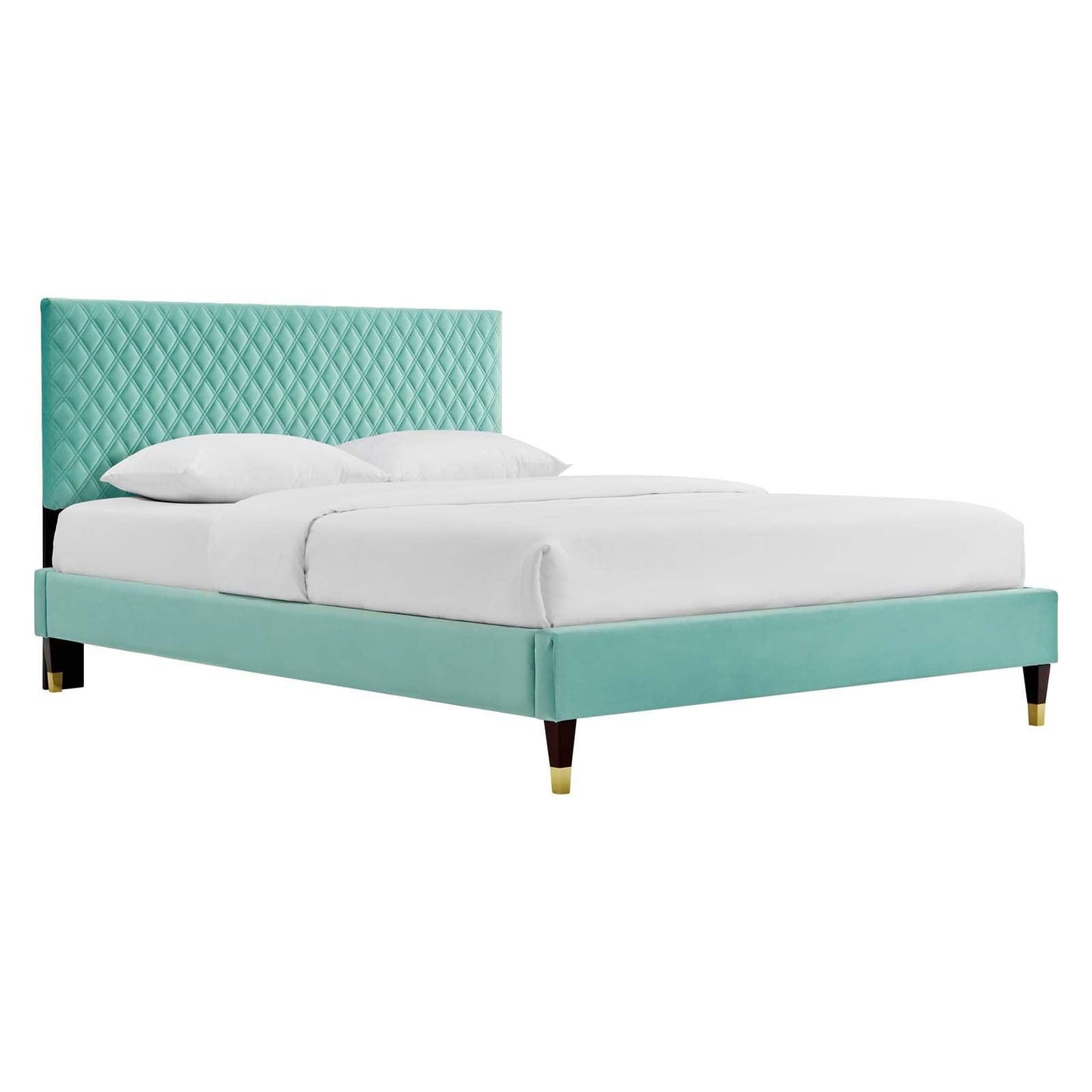 Garcelle Performance Velvet Queen Platform Bed, MOD-6290 FredCo