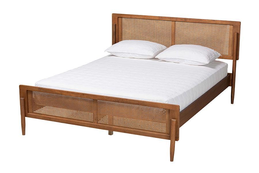Gardwin Mid-Century Modern Ash Walnut Finished Wood King Size Platform Bed FredCo