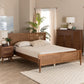 Gardwin Mid-Century Modern Ash Walnut Finished Wood Queen Size Platform Bed FredCo