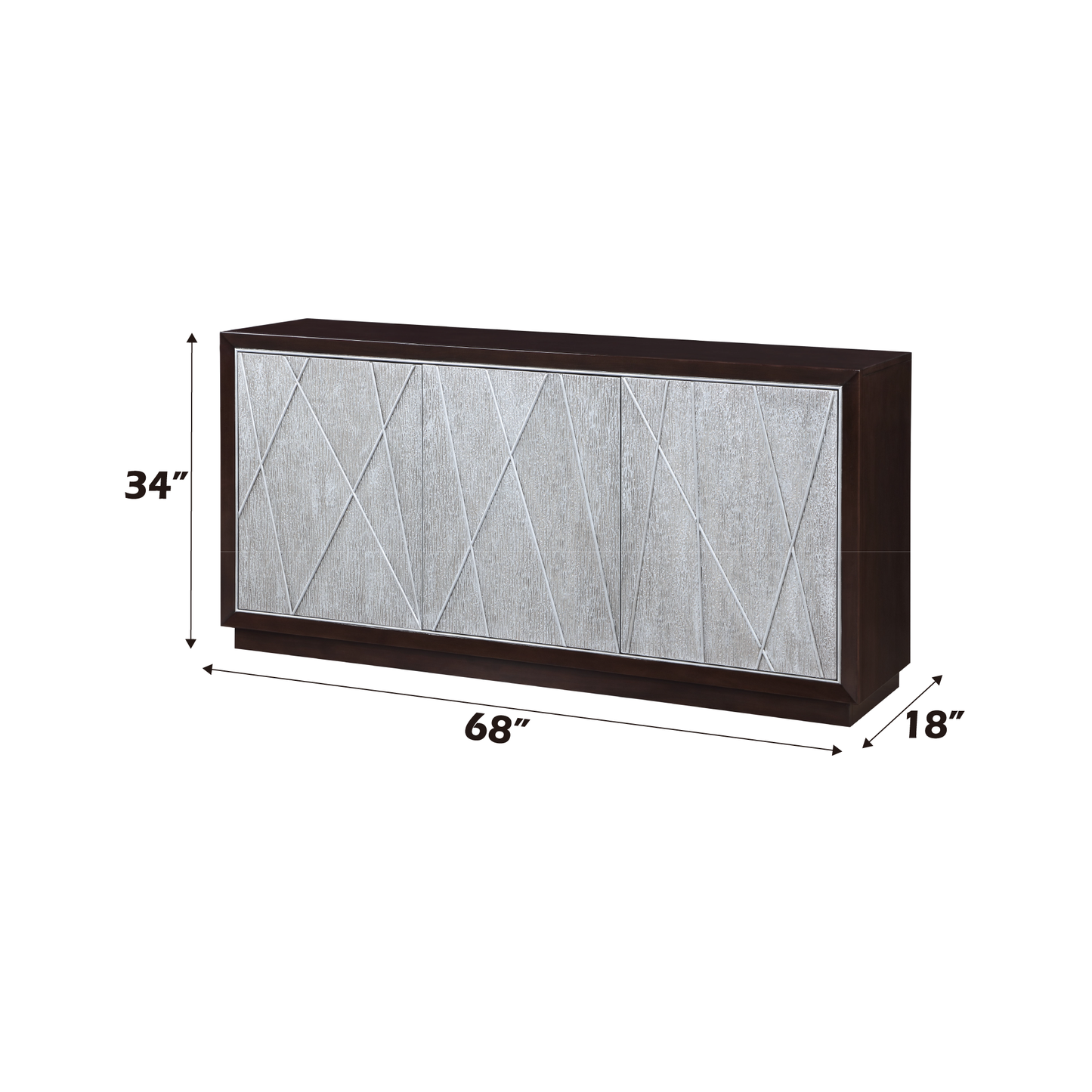 Geranio Metallic Silver & Walnut Finish Console Cabinet FredCo