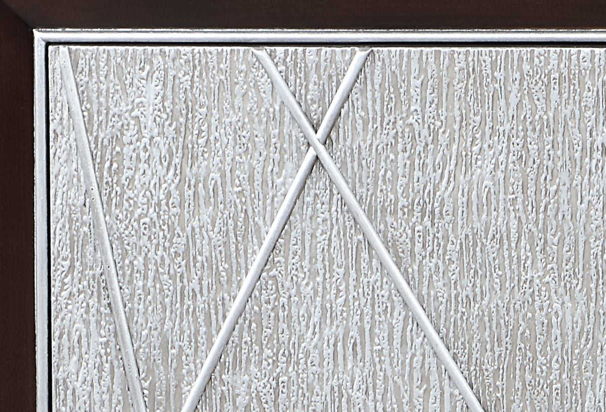 Geranio Metallic Silver & Walnut Finish Console Cabinet FredCo