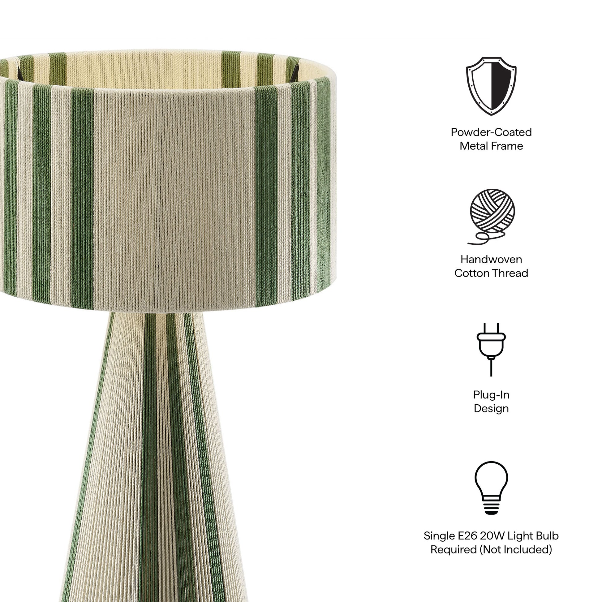 Gia Handwoven Cotton Thread Striped or Plain Table Lamp by Modway EEI-7262 FredCo