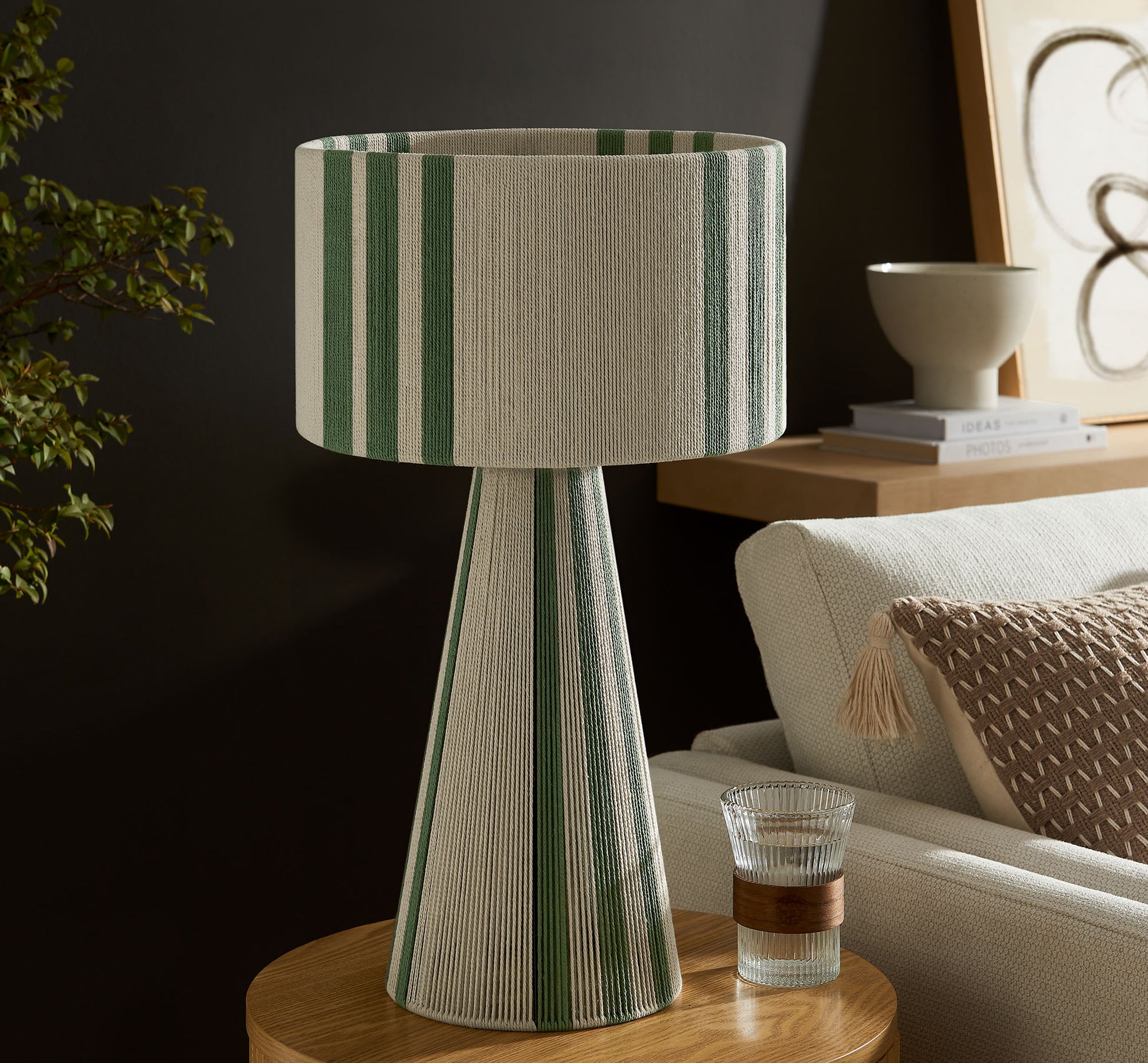 Gia Handwoven Cotton Thread Striped or Plain Table Lamp by Modway EEI-7262 FredCo
