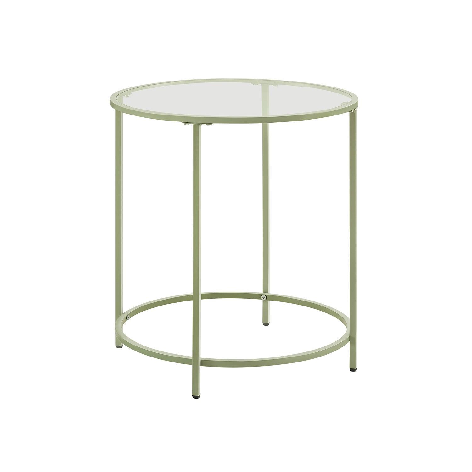 Glass End Table with Metal Frame Laurel Green FredCo