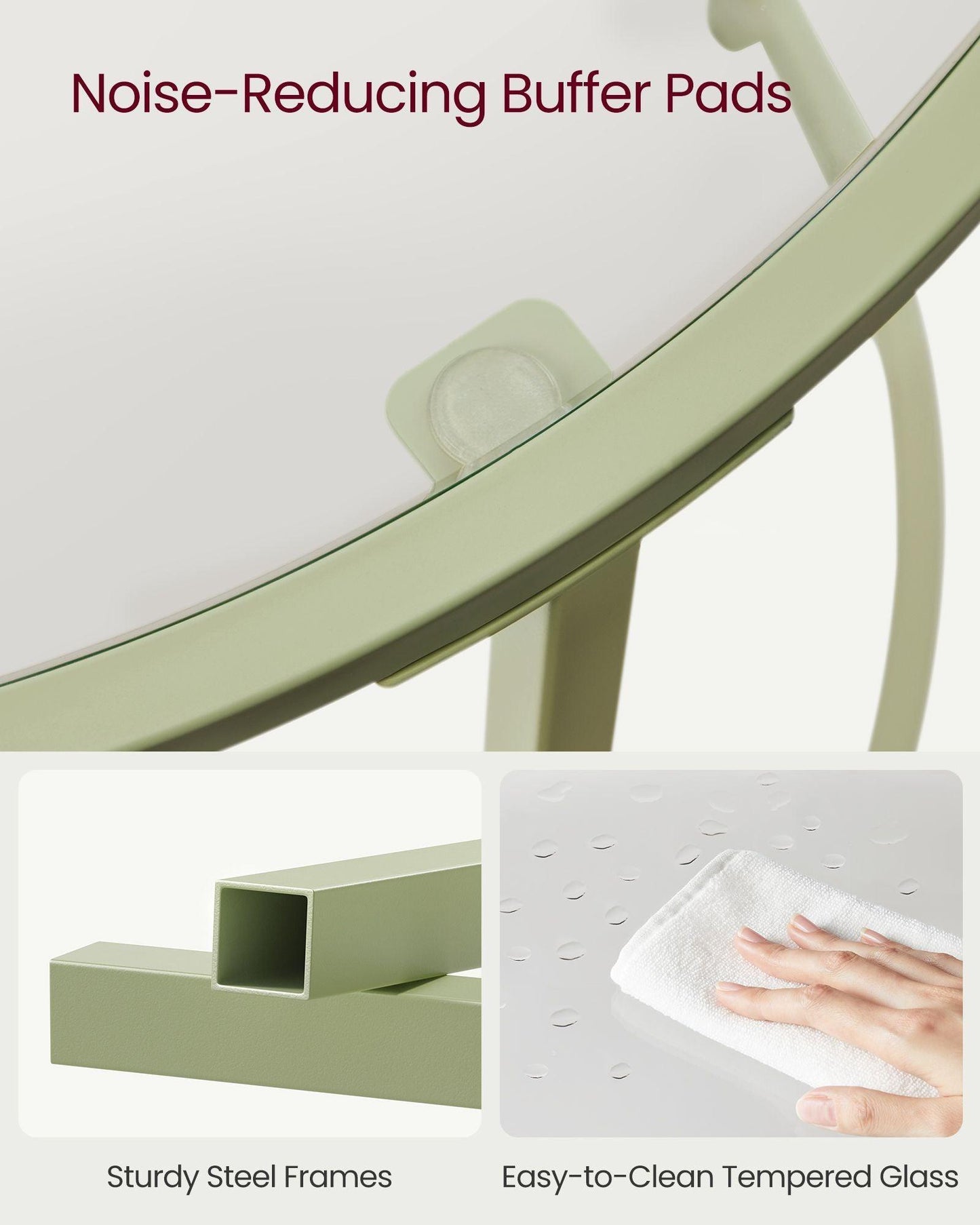 Glass End Table with Metal Frame Laurel Green FredCo