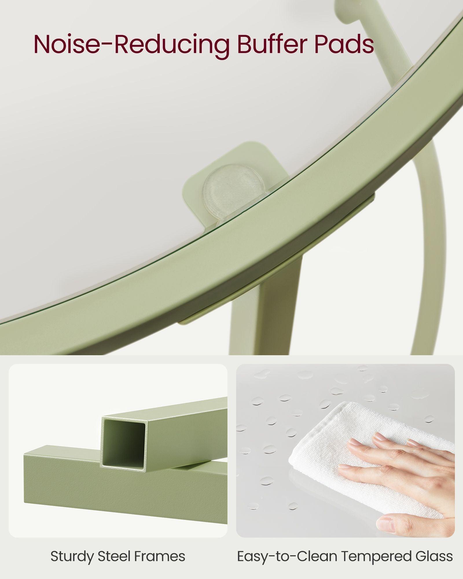 Glass End Table with Metal Frame Laurel Green FredCo