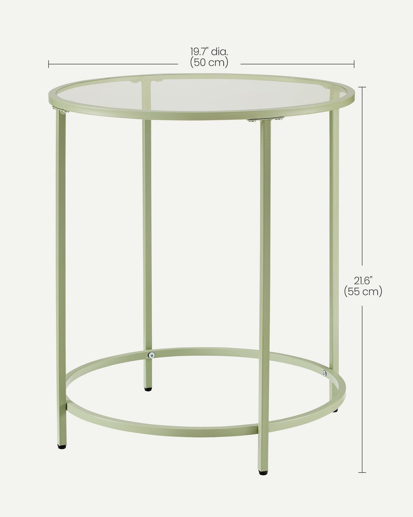 Glass End Table with Metal Frame Laurel Green FredCo