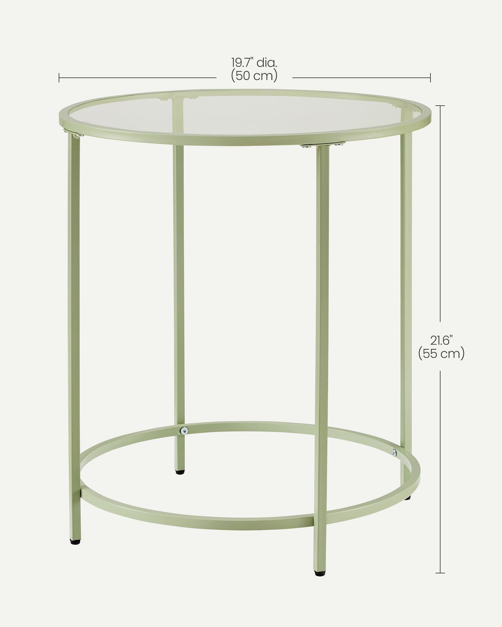 Glass End Table with Metal Frame Laurel Green FredCo