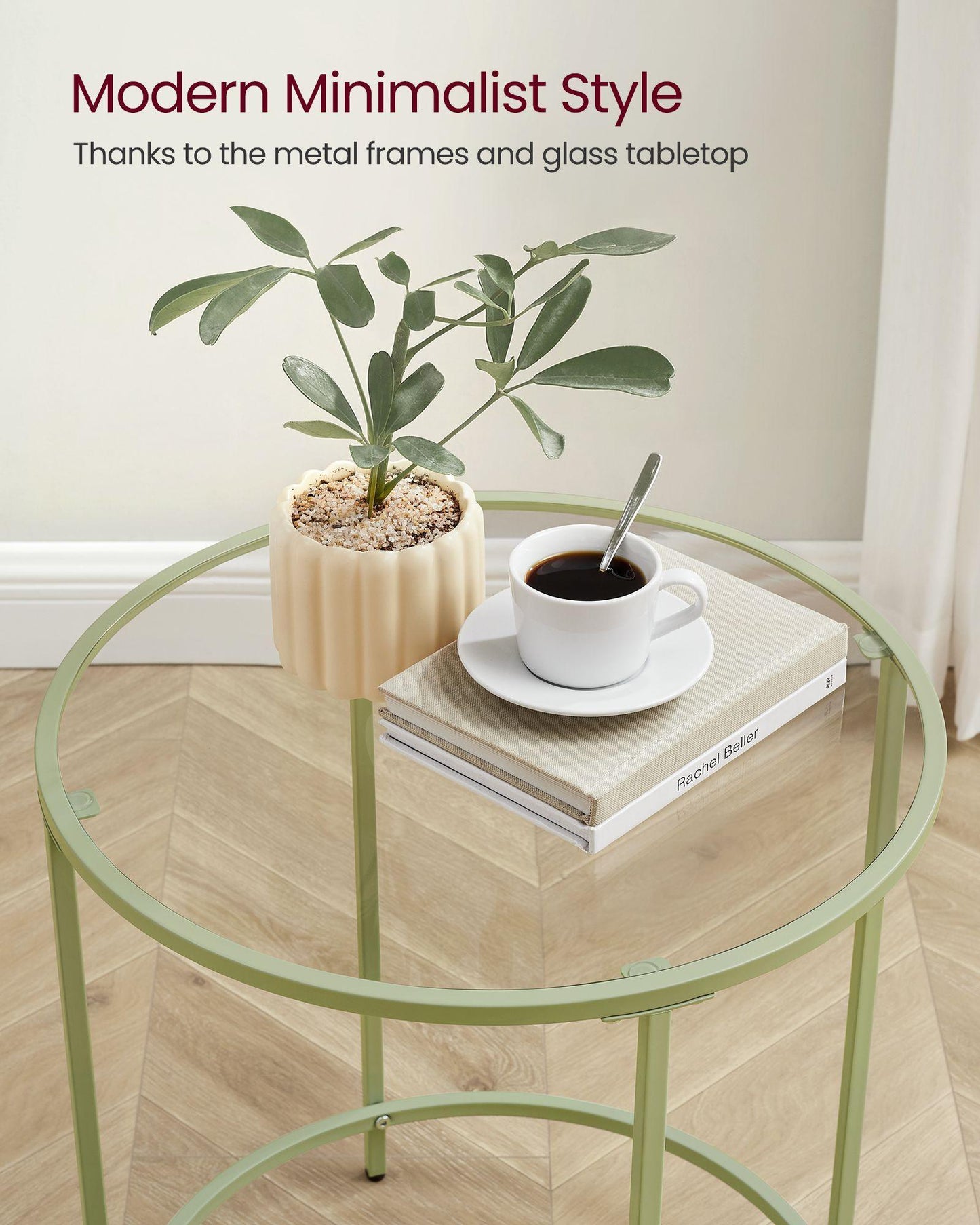 Glass End Table with Metal Frame Laurel Green FredCo