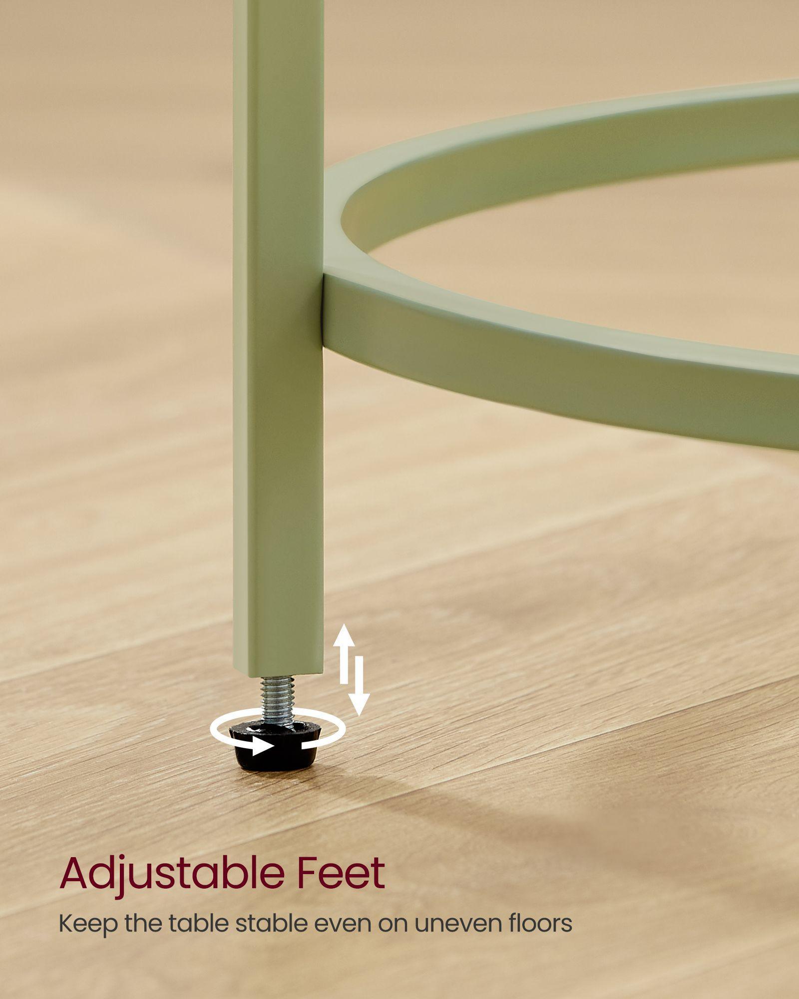 Glass End Table with Metal Frame Laurel Green FredCo