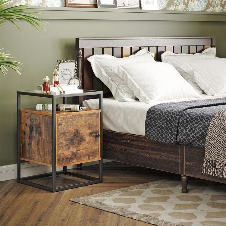 Glass Nightstand with Cabinet FredCo