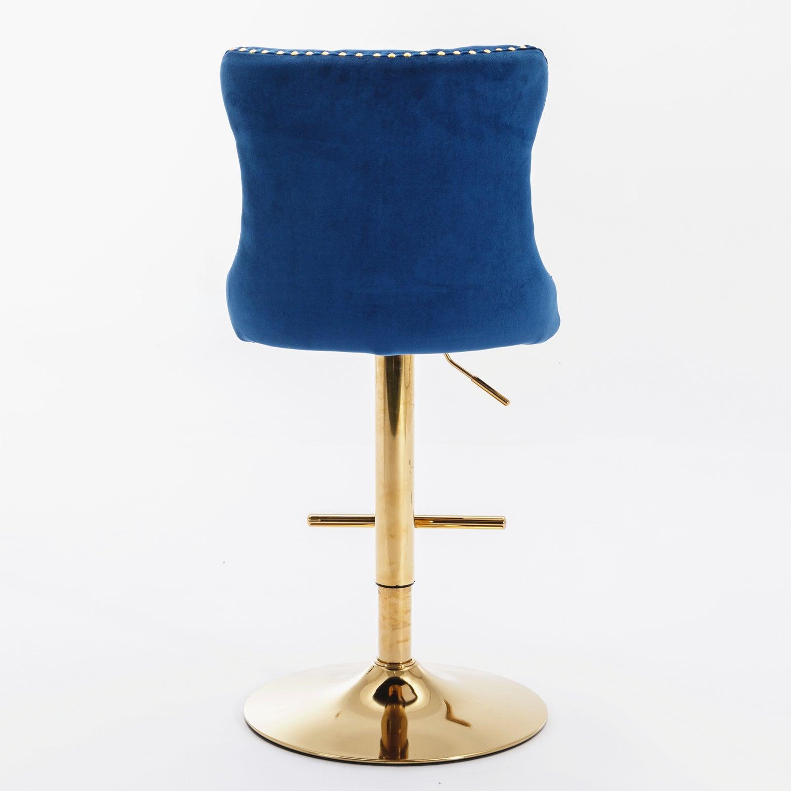 Golden Swivel Velvet Barstools Adjusatble Seat Height from 25-33 Inch, Set of 2 FredCo