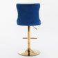 Golden Swivel Velvet Barstools Adjusatble Seat Height from 25-33 Inch, Set of 2 FredCo