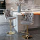 Golden Swivel Velvet Barstools Adjusatble Seat Height from 25-33 Inch, Set of 2 FredCo