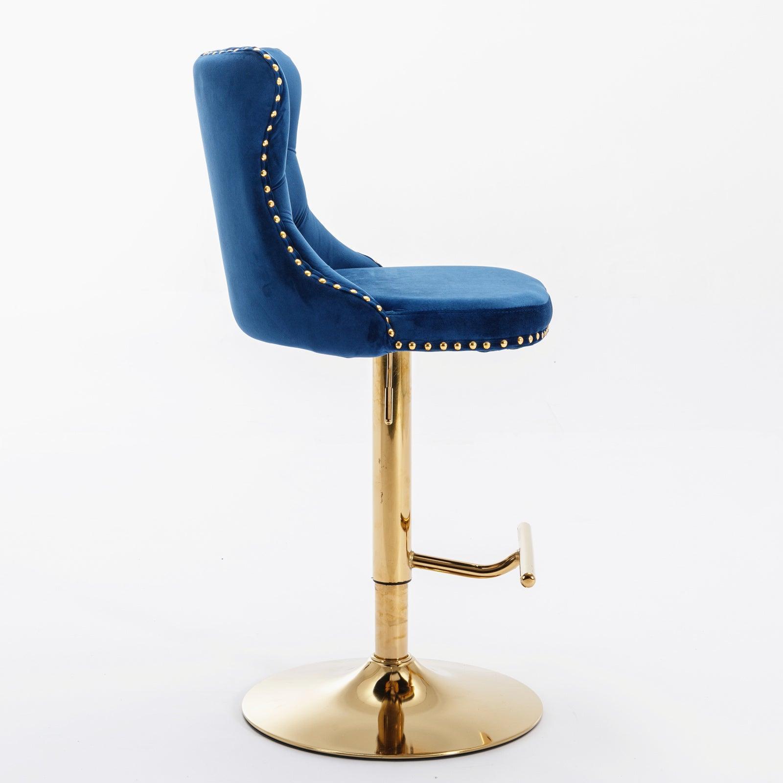 Golden Swivel Velvet Barstools Adjusatble Seat Height from 25-33 Inch, Set of 2 FredCo