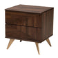 Graceland Mid-Century Modern Transitional Walnut Brown Finished Wood 2-Drawer Nightstand FredCo