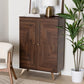 Graceland Mid-Century Modern Transitional Walnut Brown Finished Wood Shoe Cabinet FredCo