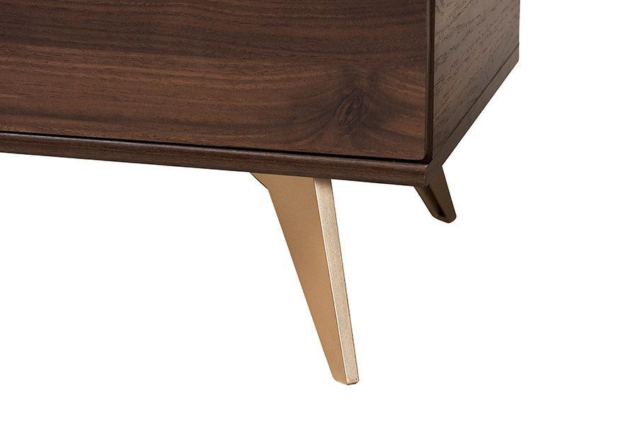 Graceland Mid-Century Modern Transitional Walnut Brown Finished Wood Shoe Cabinet FredCo