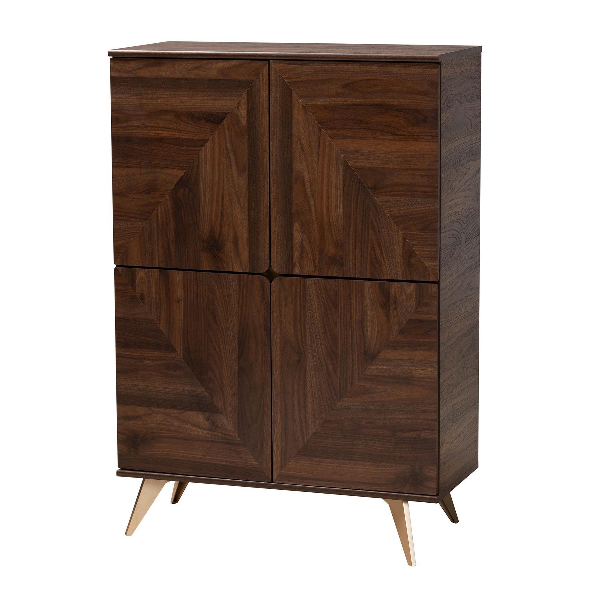 Graceland Mid-Century Modern Transitional Walnut Brown Finished Wood Shoe Cabinet FredCo