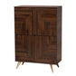 Graceland Mid-Century Modern Transitional Walnut Brown Finished Wood Shoe Cabinet FredCo