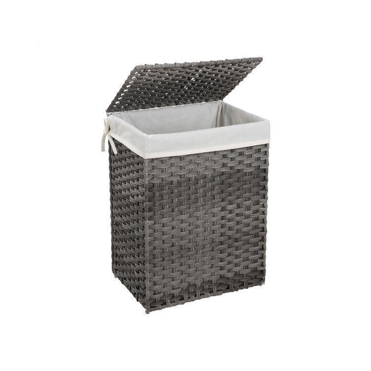 Gray Handwoven Laundry Basket