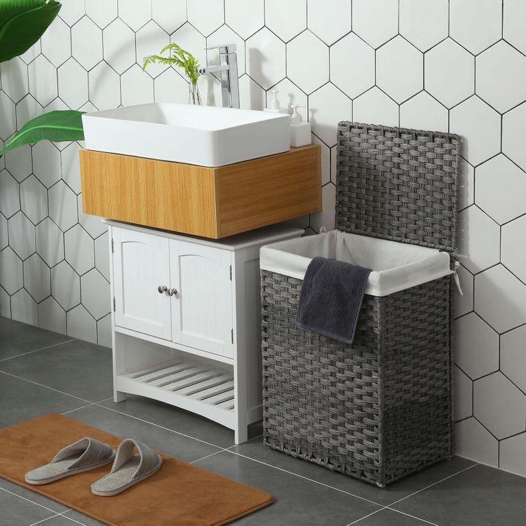 Gray Handwoven Laundry Basket FredCo