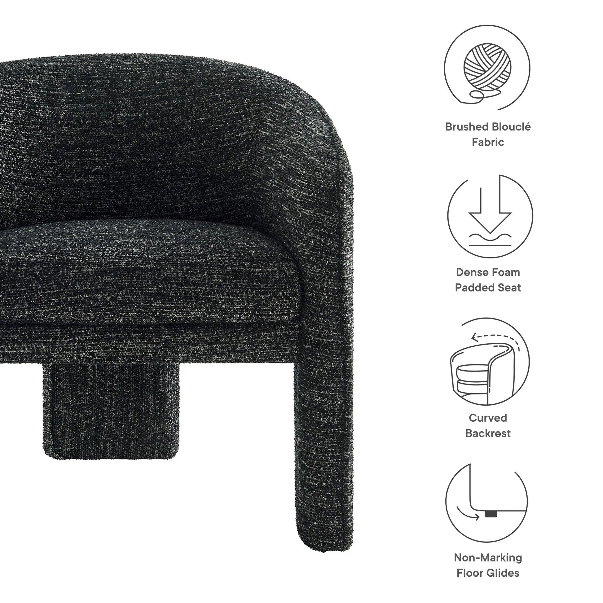 Greer Boucle Fabric Upholstered Accent Armchair by Modway EEI-7101 FredCo