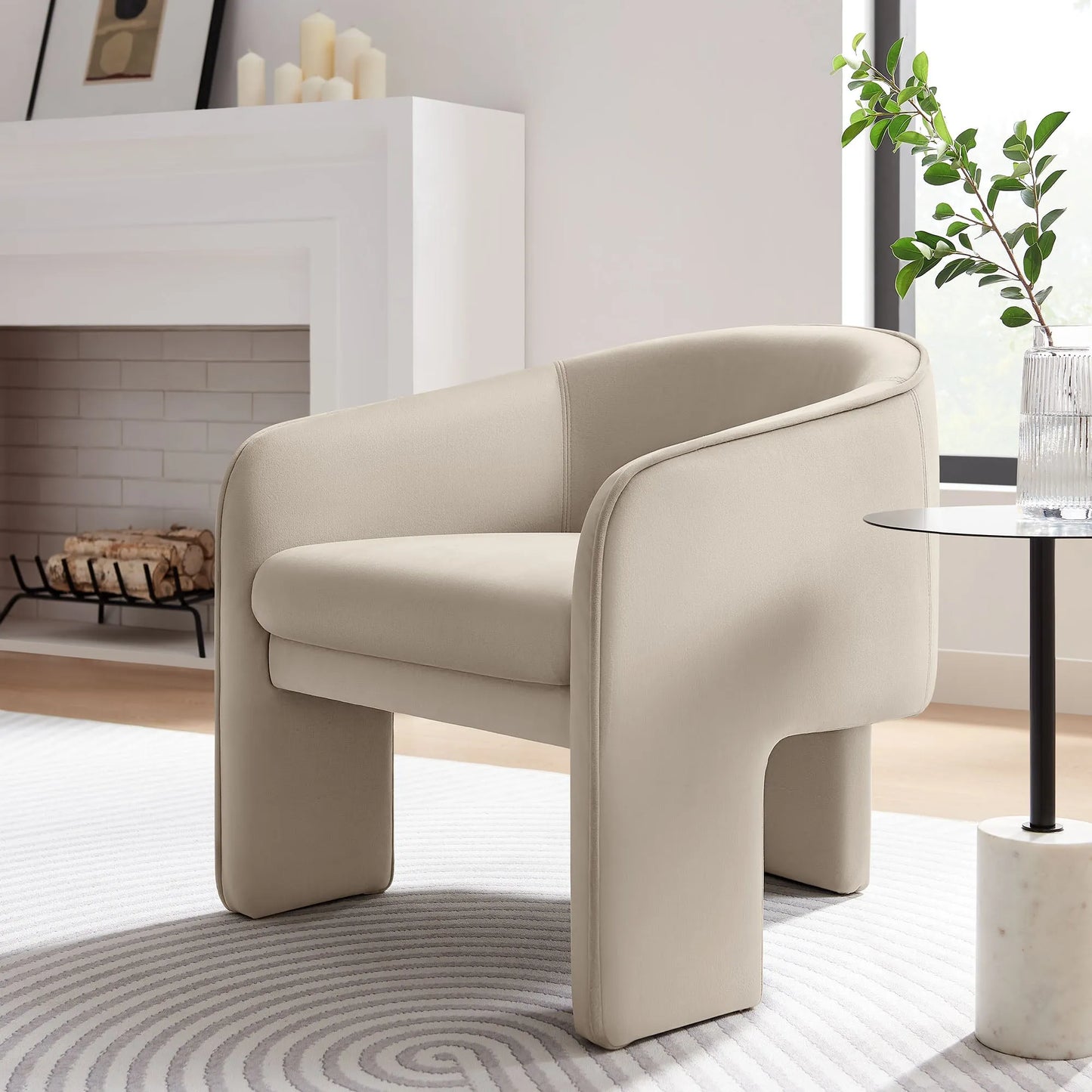 Greer Performance Velvet Upholstered Accent Armchair by Modway EEI-7102 FredCo