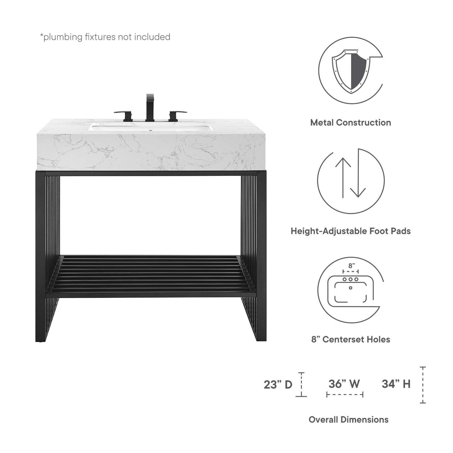 Gridiron 36" Bathroom Vanity, EEI-6108 FredCo