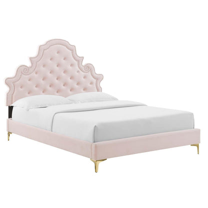 Gwyneth Tufted Performance Velvet Full Platform Bed, MOD-6757 FredCo