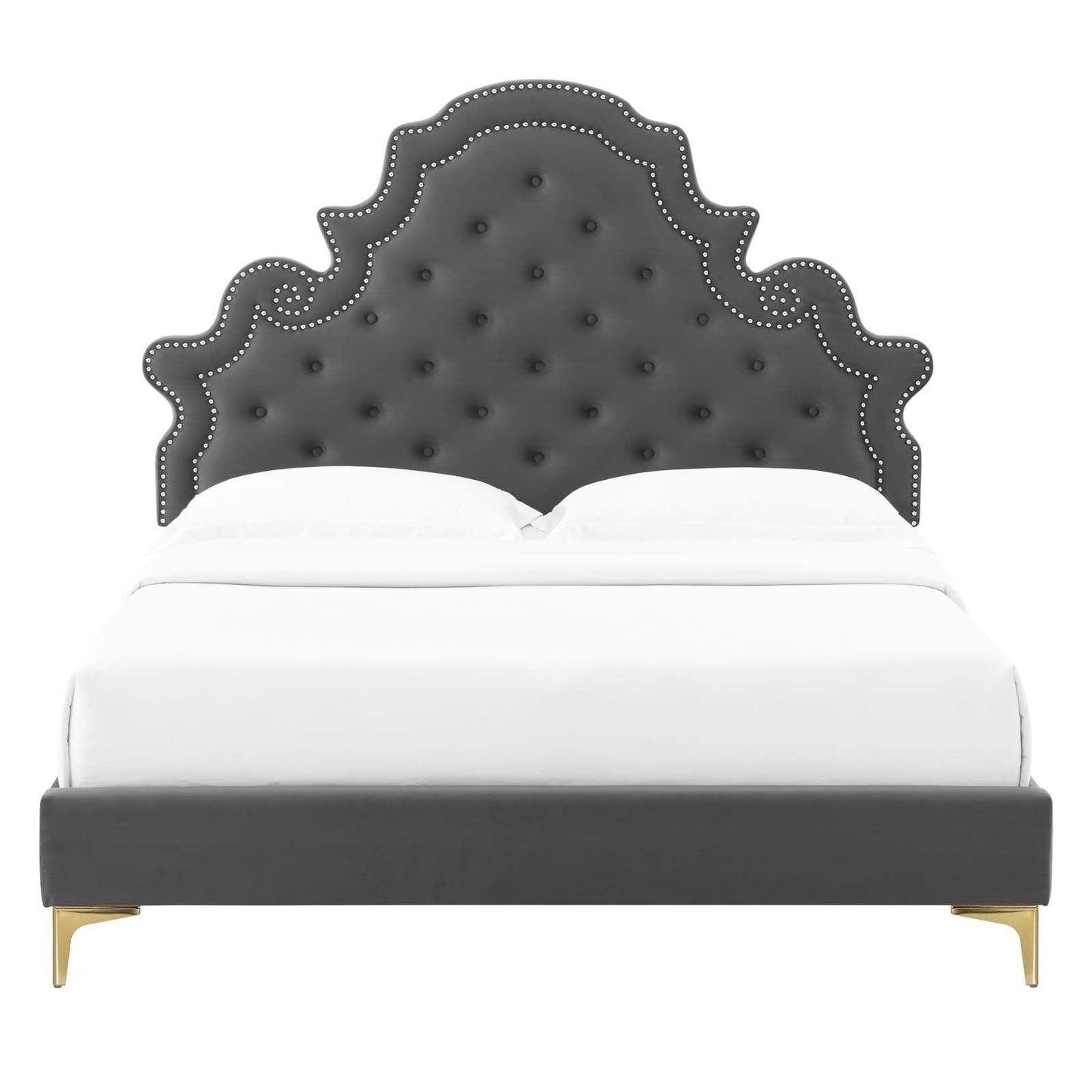 Gwyneth Tufted Performance Velvet Full Platform Bed, MOD-6757 FredCo