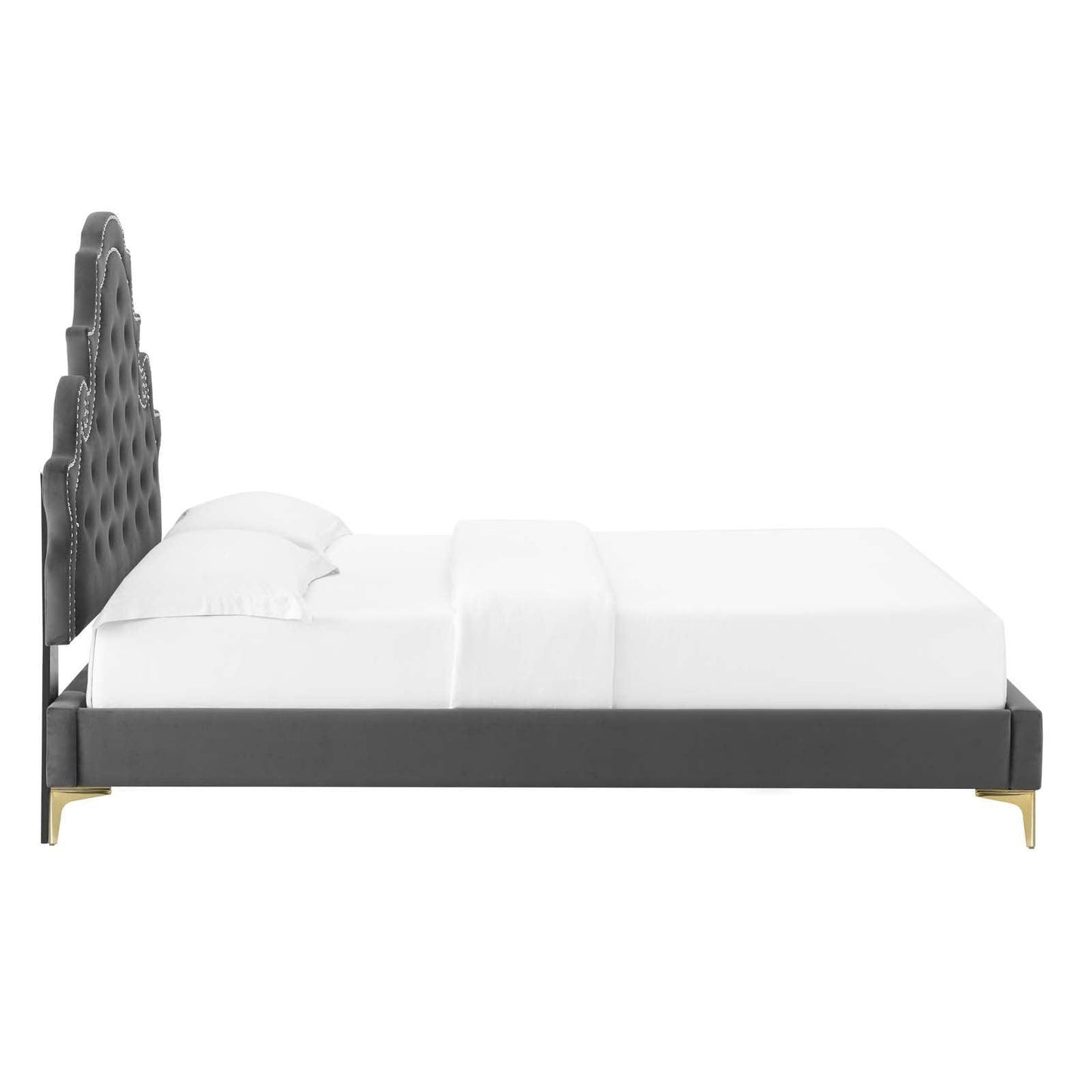 Gwyneth Tufted Performance Velvet Full Platform Bed, MOD-6757 FredCo