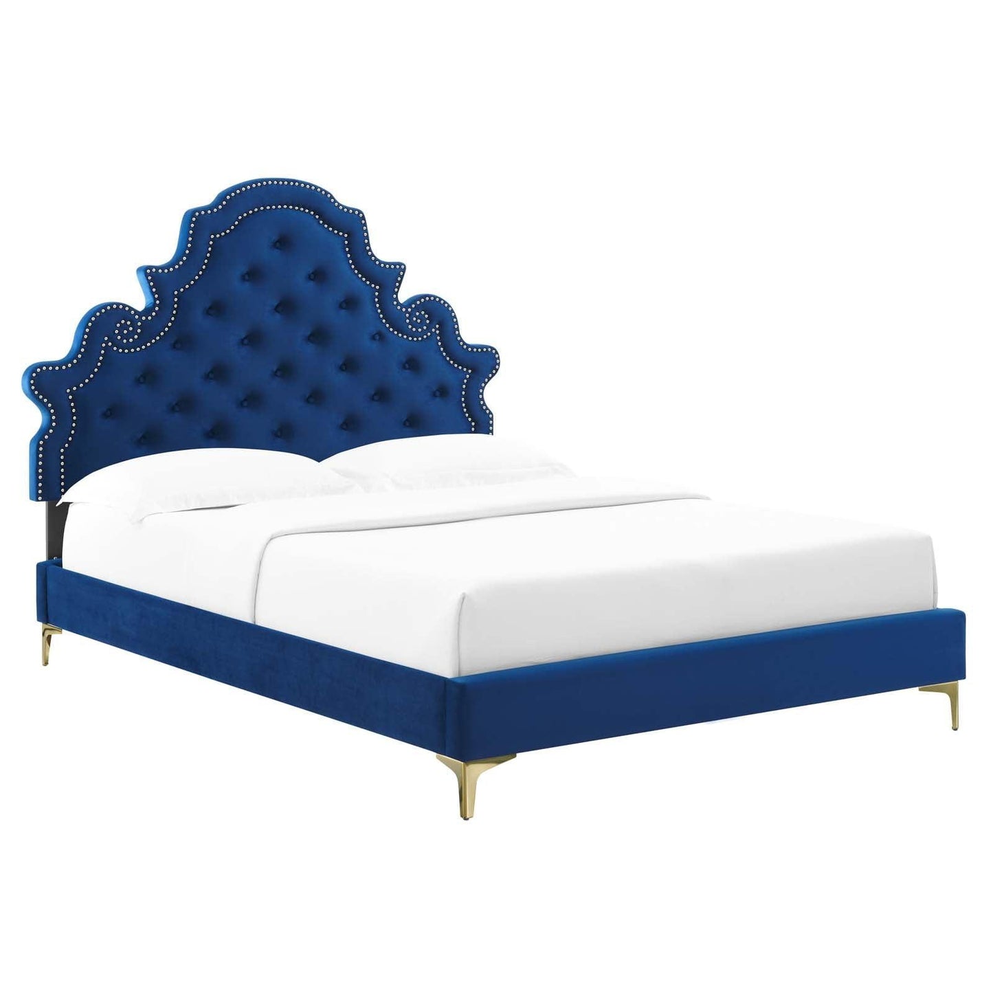 Gwyneth Tufted Performance Velvet Full Platform Bed, MOD-6757 FredCo