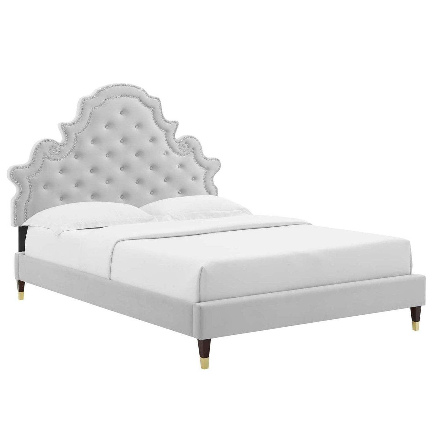Gwyneth Tufted Performance Velvet Full Platform Bed, MOD-6758 FredCo