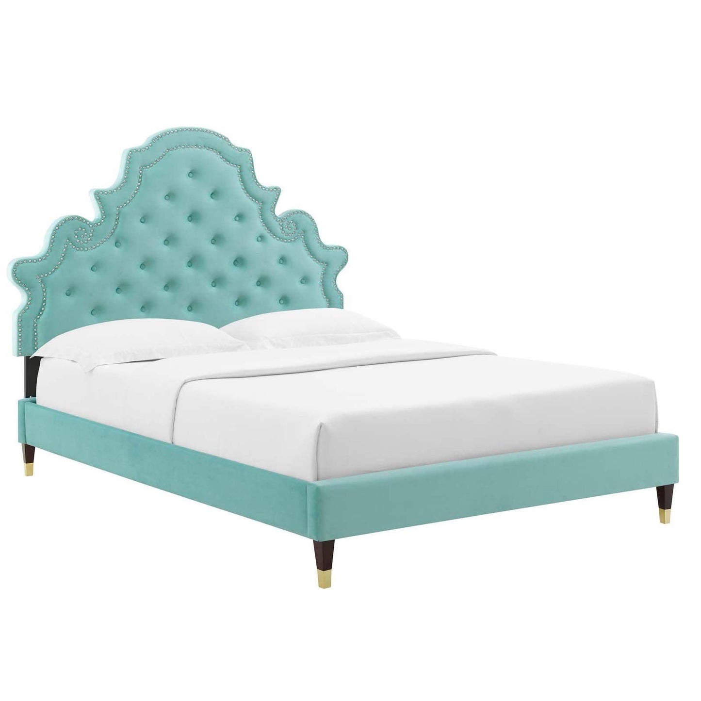 Gwyneth Tufted Performance Velvet Full Platform Bed, MOD-6758 FredCo