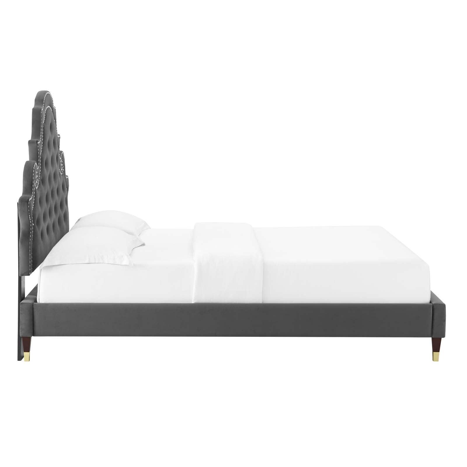 Gwyneth Tufted Performance Velvet Full Platform Bed, MOD-6758 FredCo