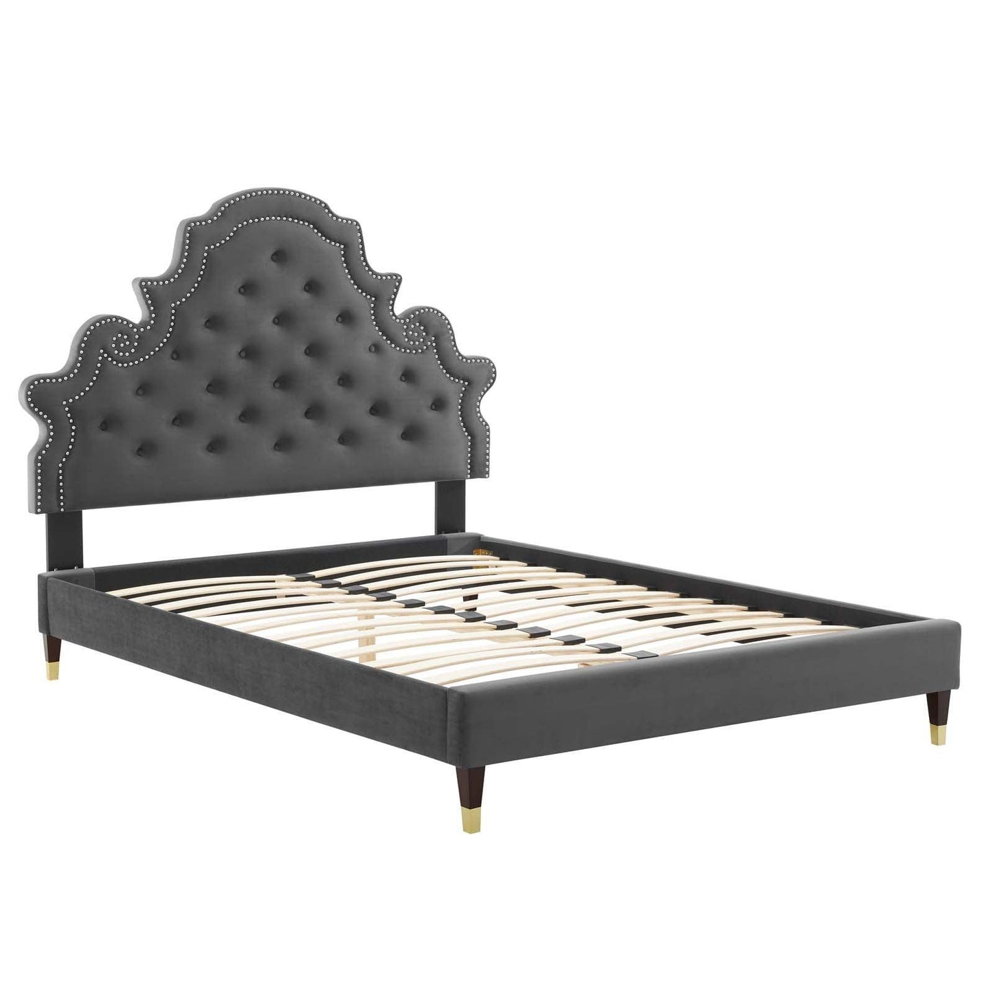Gwyneth Tufted Performance Velvet Full Platform Bed, MOD-6758 FredCo