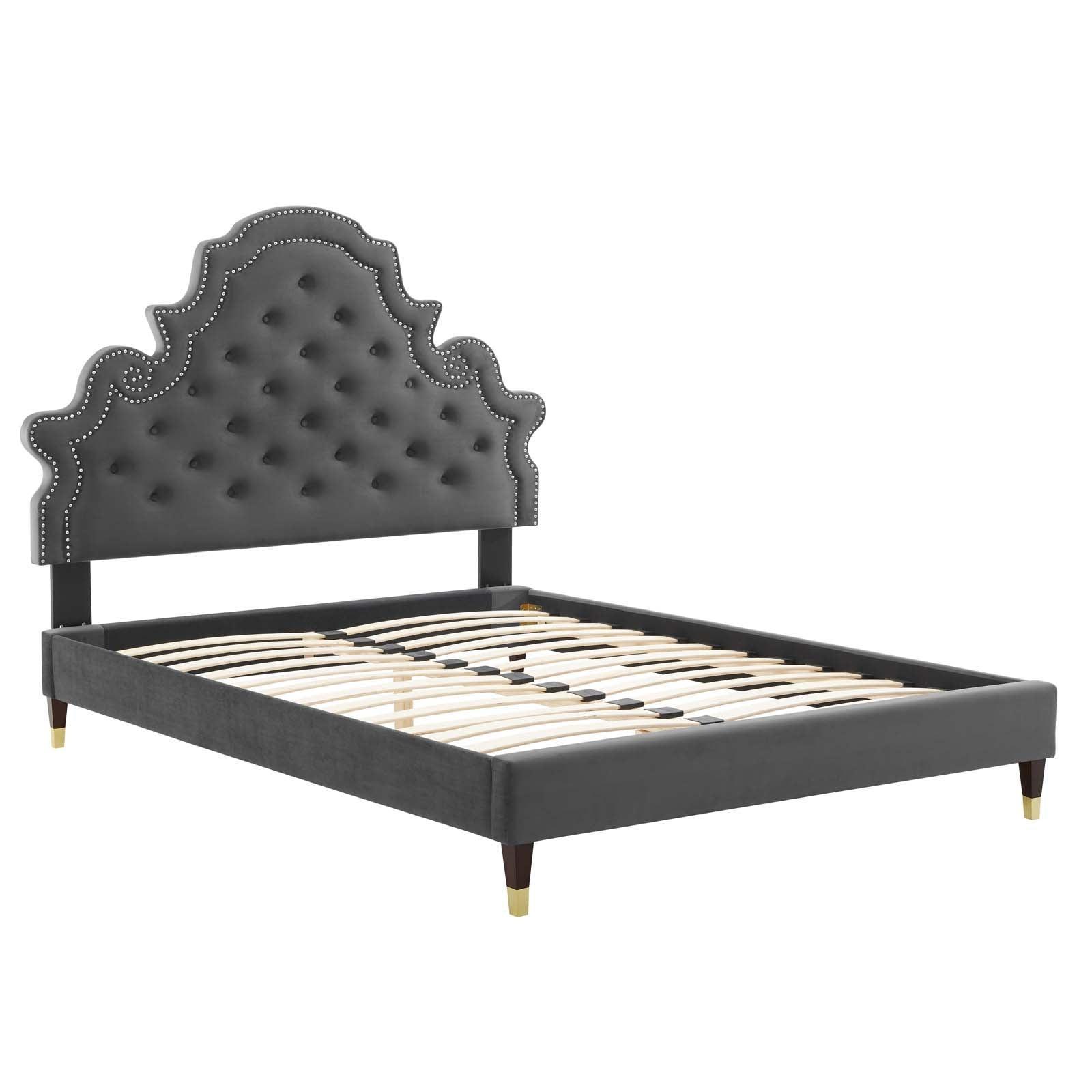 Gwyneth Tufted Performance Velvet Full Platform Bed, MOD-6758 FredCo