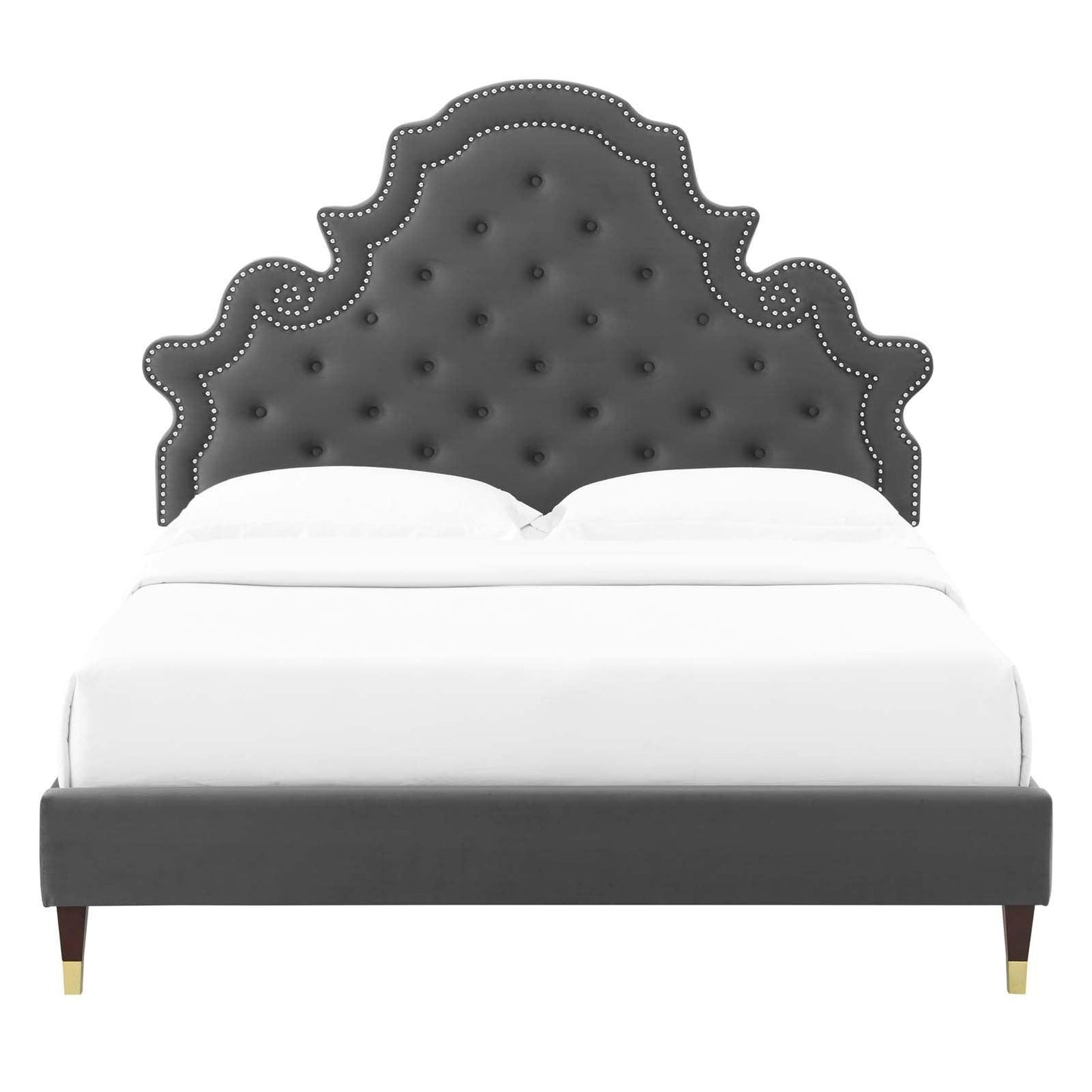 Gwyneth Tufted Performance Velvet Full Platform Bed, MOD-6758 FredCo