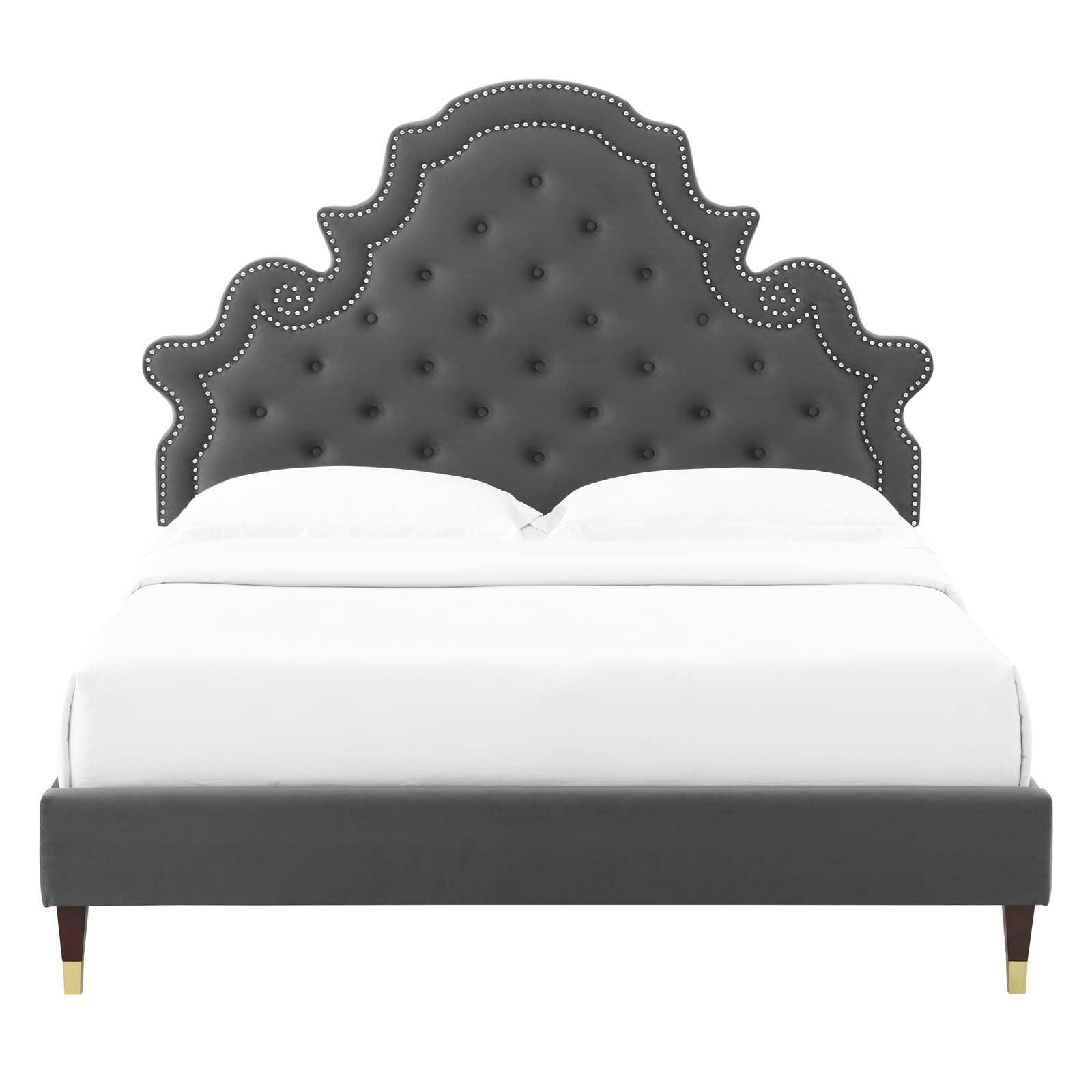 Gwyneth Tufted Performance Velvet Full Platform Bed, MOD-6758 FredCo