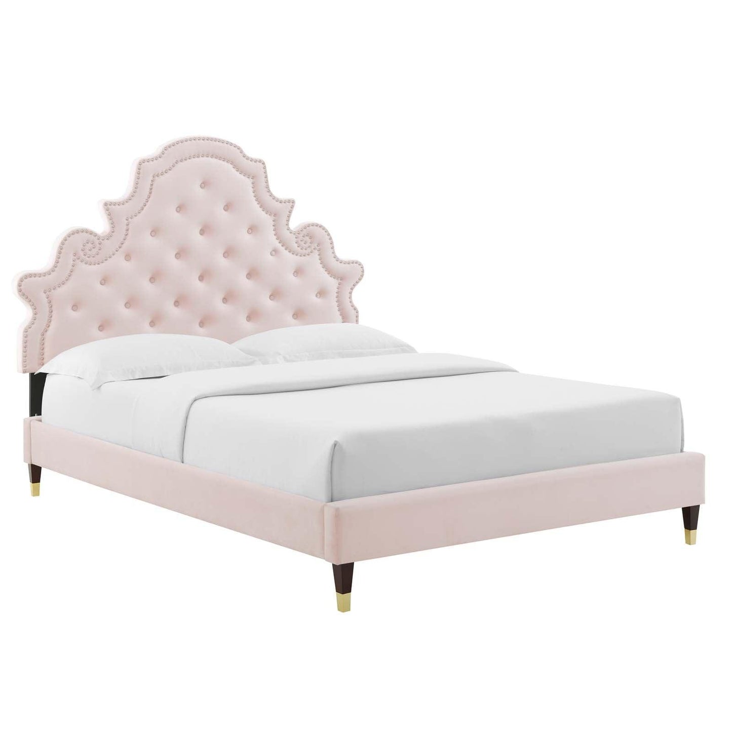 Gwyneth Tufted Performance Velvet Full Platform Bed, MOD-6758 FredCo