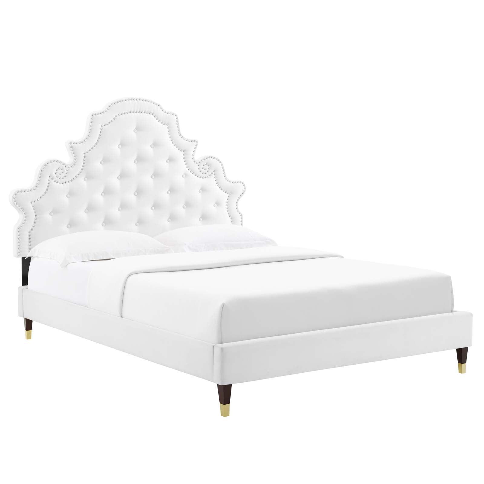 Gwyneth Tufted Performance Velvet Full Platform Bed, MOD-6758 FredCo