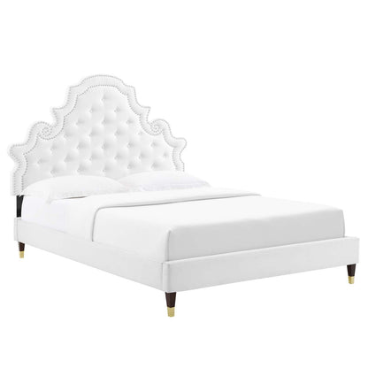 Gwyneth Tufted Performance Velvet Full Platform Bed, MOD-6758 FredCo