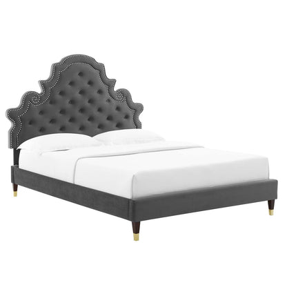 Gwyneth Tufted Performance Velvet King Platform Bed, MOD-6761 FredCo