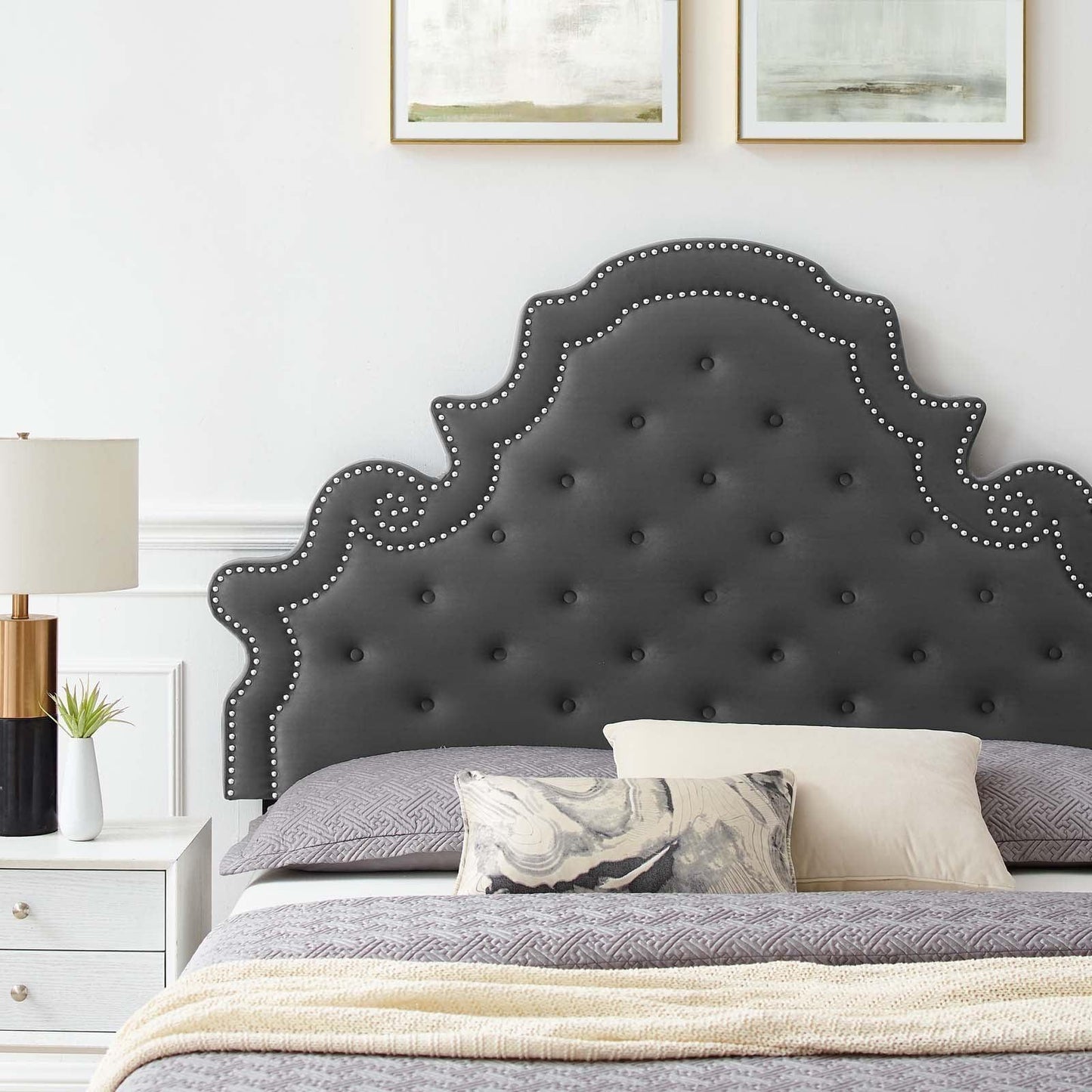 Gwyneth Tufted Performance Velvet King Platform Bed, MOD-6761 FredCo