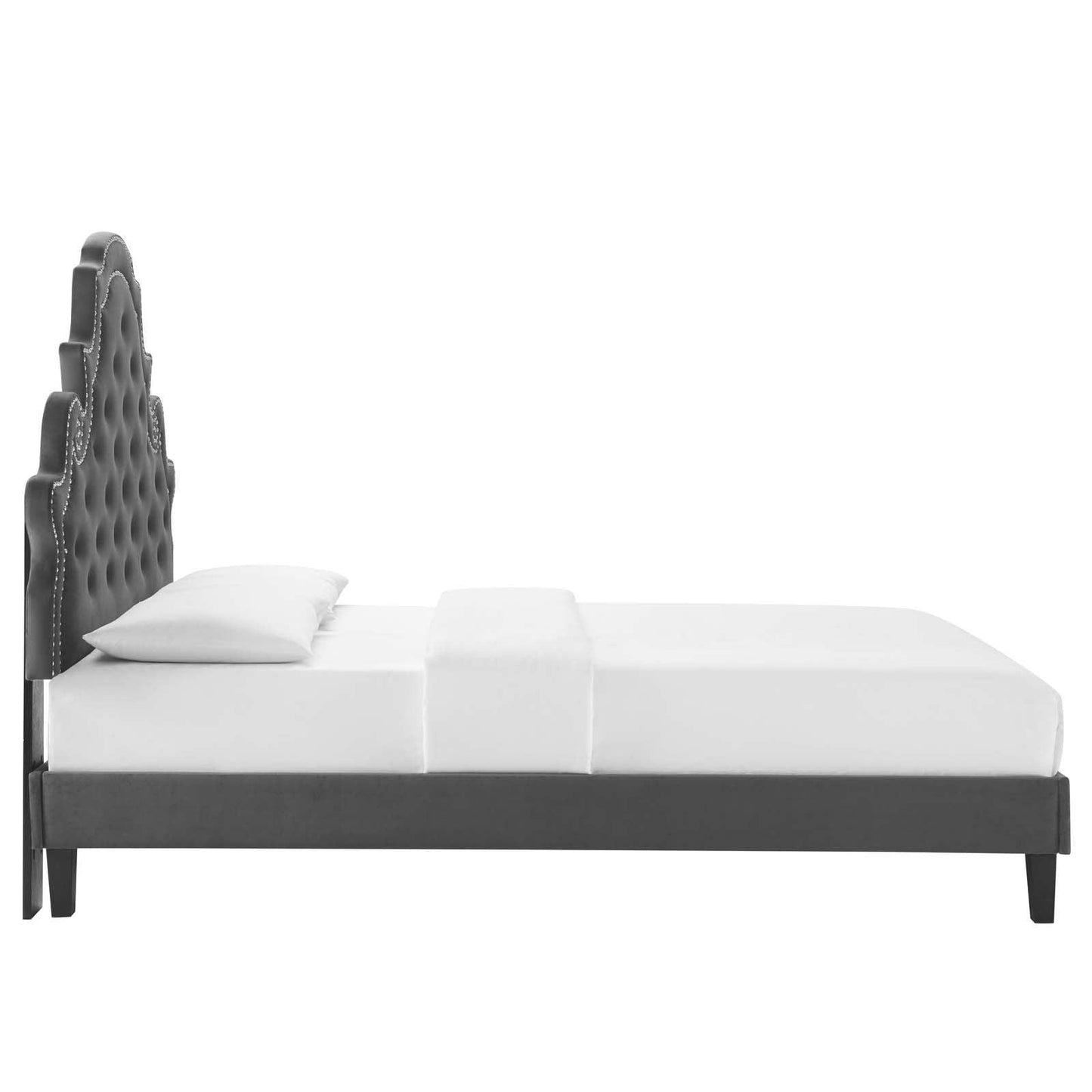 Gwyneth Tufted Performance Velvet Queen Platform Bed, MOD-6753 FredCo
